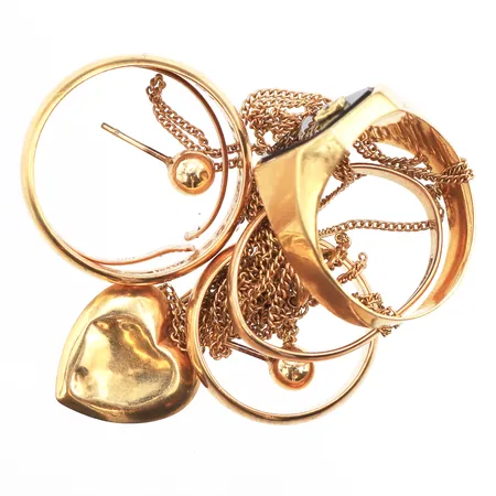 Diverse guld, defekter/stenar/gravyrer, 18K Vikt: 25,2 g