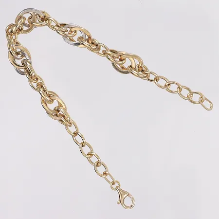 Armband tvåfärgat längd 18cm bredd 5-9mm 18K Vikt: 5,5 g