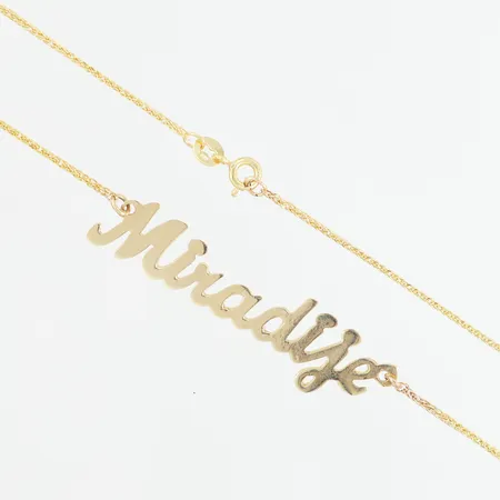 Collier med namnhänge 45cm, bredd: 1-12mm, 14K Vikt: 3,7 g