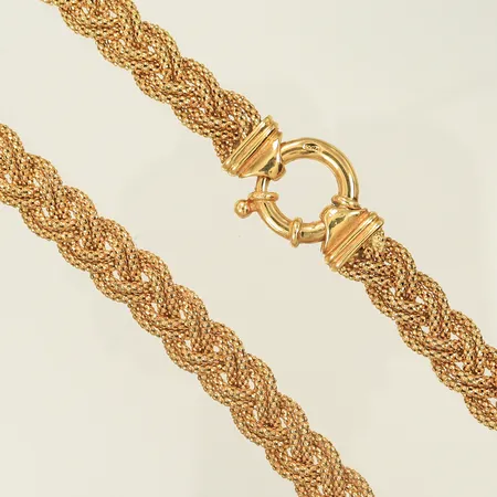 Halscollier flätad, 47,5cm, bredd 8,4mm, 18K Vikt: 37,1 g