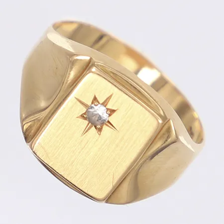 Ring med vit sten s k klackring stl:19½ 18K Vikt: 3,1 g