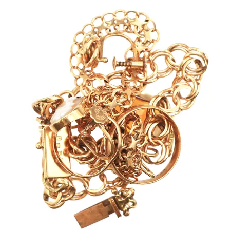 Diverse guld, defekter/gravyrer/stenar, 18K Vikt: 29,6 g