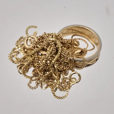Diverse defekt guld, 18K, 14,85g.