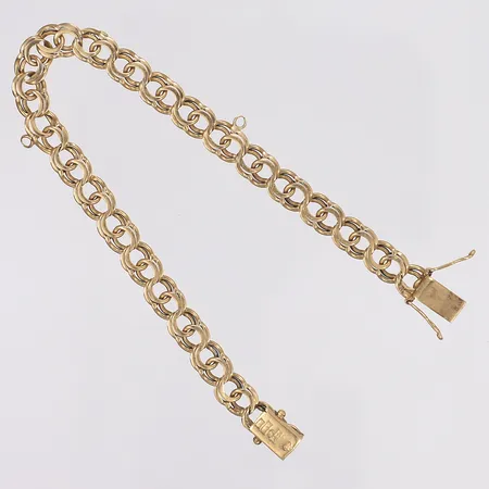 Armband Bismarck längd 18cm bredd 6mm kistlås svenska stämplar hårt bruksslitage 18K Vikt: 10,3 g