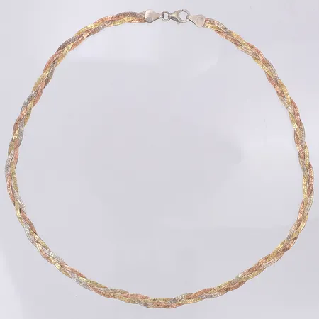 Collier flätat gulddoublé längd 42cm bredd 5mm, 925/1000 silver Vikt: 7,4 g