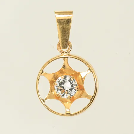 Hänge med vit sten, 28x14mm inklusive hängöglan, 18K Vikt: 1,1 g