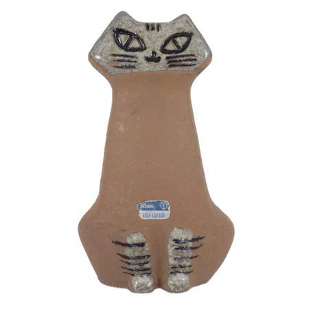 Figurin Lisa Larson sittande Katt ur serien Lilla Zoo höjd 12cm, Gustavsberg, etikettmärkt, delvis glaserat stengods.