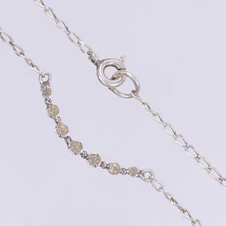 Collier med vita stenar längd 45cm bredd 1mm silver 830/1000 Vikt: 2,2 g