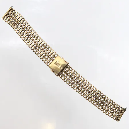 Klockarmband, fiskbenslänk, längd: 18cm, bredd: 17,2mm, ena änden lite böjd, 18K Vikt: 39,6 g