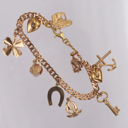 Armband Pansar med berlocker längd 19cm bredd 5mm, 18K  Vikt: 23 g