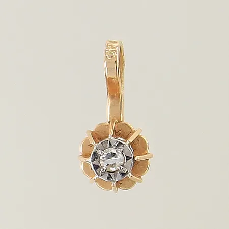 Hänge med 8/8-slipad diamant ca 0,03ct 11x5,5mm fattning i vitguld 18K Vikt: 0,5 g