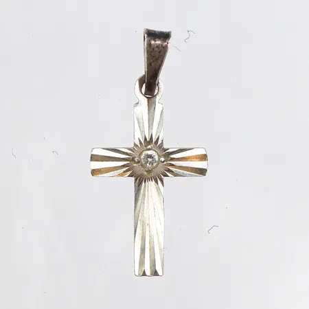 Hänge kors med vit sten, 25x12mm, 925/1000 silver Vikt: 0,8 g