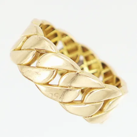 Ring pansar-design stl:16¾ bredd: 7mm, 18K Vikt: 3,9 g