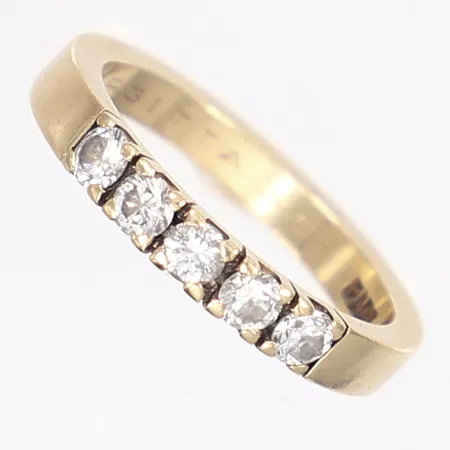 Ring med diamanter 5x ca 0,10ct stl:17½ bredd 3mm gravyr 18K Vikt: 4,1 g
