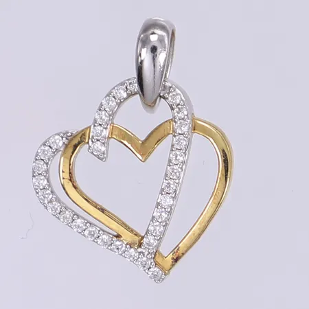 Hänge i form av hjärta med vita stenar delvis förgyllt GHA höjd 22mm inkl öglan silver 925/1000 Vikt: 2 g
