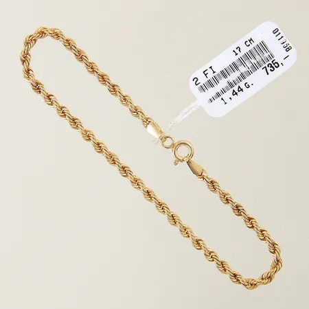 Armband Cordell längd 17cm bredd 2,7mm plomberad 14K Vikt: 1,4 g