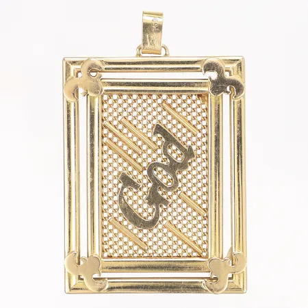 Hänge med texten "God" ca 60x40mm inkl öglan 18K Vikt: 30,1 g