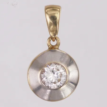 Hänge vit sten tvåfärgad längd 20mm, 14K  Vikt: 2,6 g