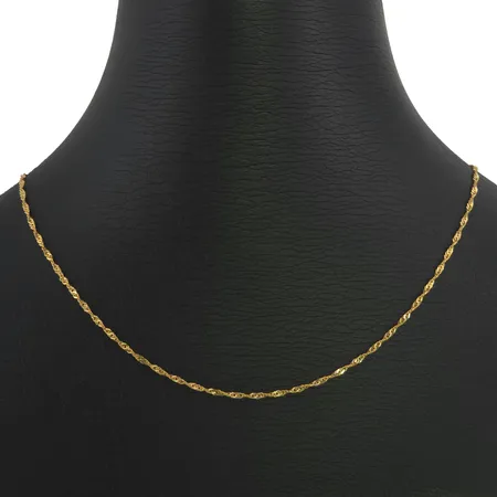 Halskedja Singapore i 14K guld, Midas, längd 46,5 cm, bredd 1,3 mm, fint skick Vikt: 1,6 g