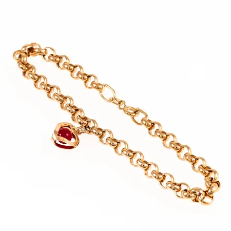 Armband Ärtlänk med en berlock hjärta längd 18,5 cm bredd 4,8 mm 18K 4,6g. 