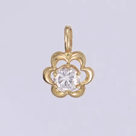 Hänge blomma med vit sten 7x12mm 18K Bruttovikt: 0,4g Vikt: 0,4 g