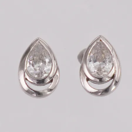 Örhängen vita stenar saknar stopp bredd ca 10mm, GHA 925/1000 silver  Vikt: 2,7 g