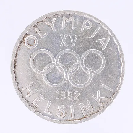 Mynt 500 Markaa OS i Helsingfors 1952 Ø32mm silver 500/1000 Vikt: 11,8 g
