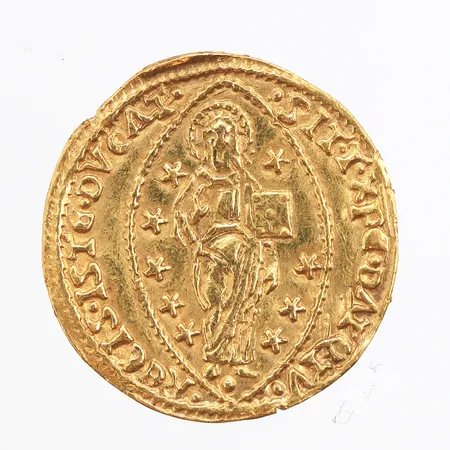 Mynt från Venedig, Dukat (1523-1539), Ø20-21mm, åldersbetingat slitage, 24K Vikt: 3,5 g