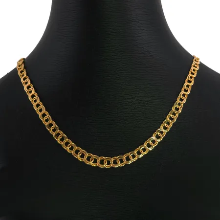 Halskedja Bismarck i 18K guld, doserad modell, tillverkarstämpel DDD, Stockholm, svensk kontrollstämpel, längd 45,0 cm, bredd 3,7 - 6,3 mm, fint skick Vikt: 14,8 g