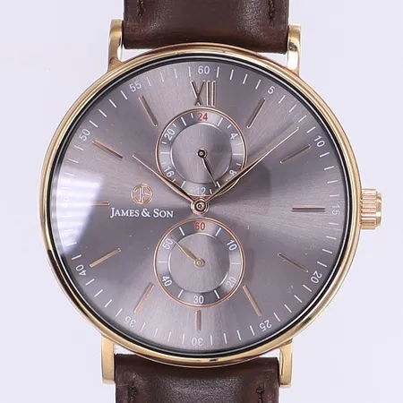 Herrur James & Son 594-0519 Ø43mm läderband inga tillbehör kräver batteribyte