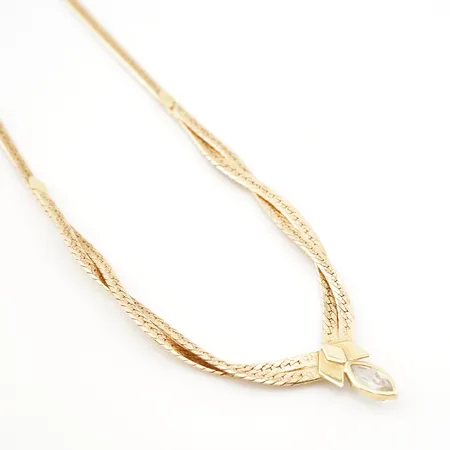 Collier m vit sten, 43,5cm, bredd 5mm, 18k Vikt: 9,3 g