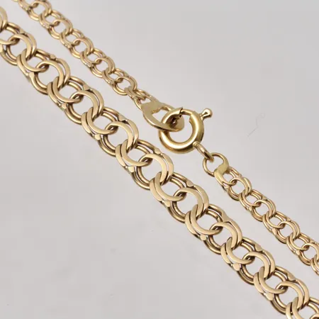 Collier 45,7cm, Bismarck docerat, bredd 3,4-5,6mm, Vibergs Guldvaror, 18K, 10,42g.