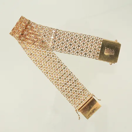 Armband x-länk med stav, 19cm, bredd 18,6mm, JRA	(Antar Guld Ab, J. Köping) 18K  Vikt: 26,5 g