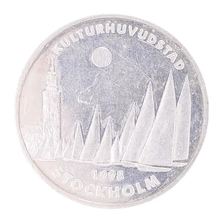 Minnesmedalj 1998 Stockholm Europas kulturhuvudstad Ø35mm silverpläterad Vikt: 20,2 g