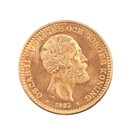 Mynt 10 kronor, präglat år 1883, 900/1000 (21,6K) Vikt: 4,5 g