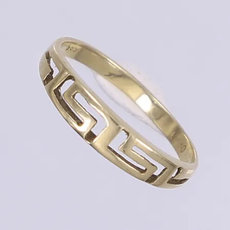 Ring med Meandermönster stl:18 bredd 2-4mm 14K Vikt: 1,5 g