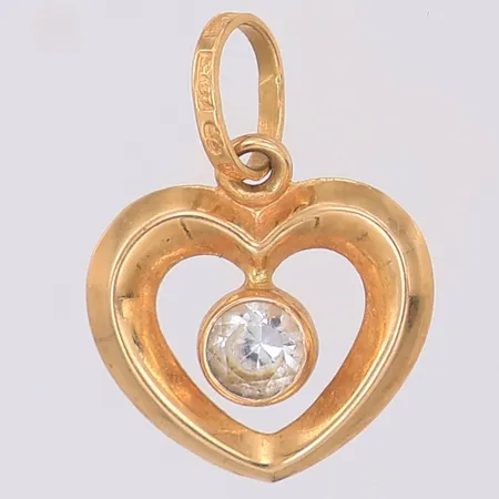 Hänge hjärta vit sten DE F år 1979 18mm, 18K  Vikt: 1 g