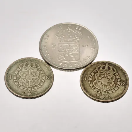 3st mynt i silver, 400/1000, 27,17g.