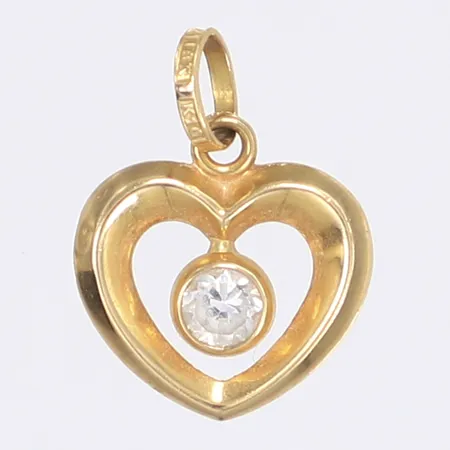 Hänge hjärta med vit sten höjd 15mm inkl öglan 18K Vikt: 0,9 g