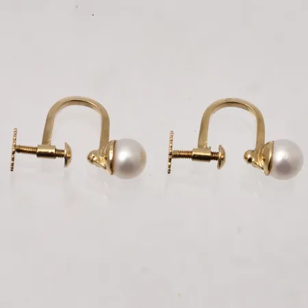 Pärlörhängen med skruv lås, Ø5mm, 18K, 1,68g.