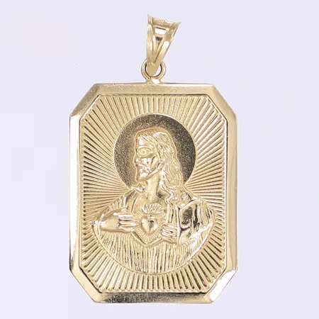Hänge med dekor av Kristus och ett helgon ca 25x20mm 18K Vikt: 4,4 g