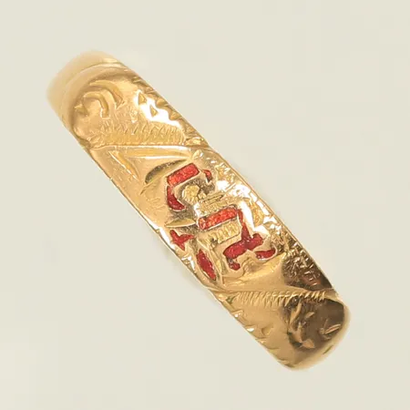Ring stl 16 bredd 3-4,5mm, sliten, 22K 3,6g Vikt: 3,6 g