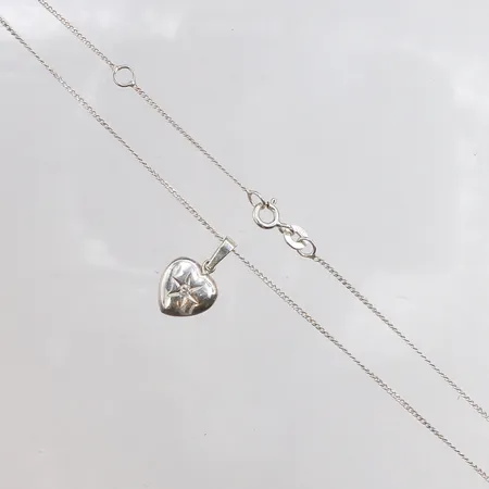 Kedja med hänge hjärta, 42+45cm, bredd: 0,9mm, 925/1000 silver Vikt: 3,3 g