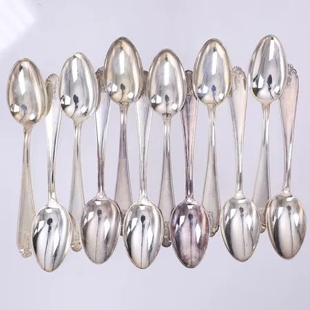12 Kaffeskedar Vasa GAB 1940-70-tal längd 11cm silver 830/1000 Vikt: 132,5 g