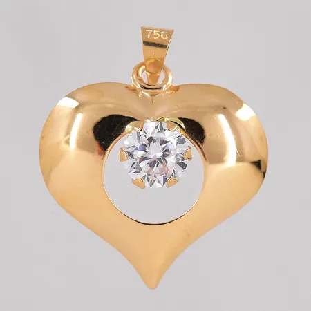 Hänge hjärta med vit sten 22x18mm GHA 18K Vikt: 0,7 g