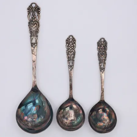 2 Kompottskedar 13,5cm Serveringssked18,5cm, nysilver Vikt: 0 g