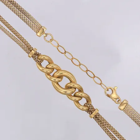Collier dubbelradigt gulddoublé längd 42-46,5cm bredd 6-14mm, 925/1000 silver Vikt: 15,5 g