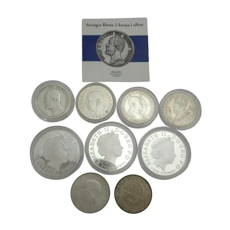 Parti silvermynt 100-925/1000, finvikt cirka 150g Vikt: 150 g