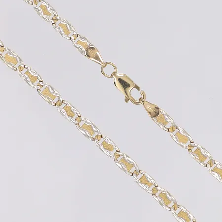 Halskedja tvåfärgad längd 50cm bredd 3,5mm 14K Vikt: 10,3 g