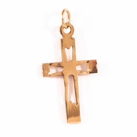 Hänge kors bredd 12,5mm längd inkl ögla 25mm, ojämnheter, 14K 0,4g.